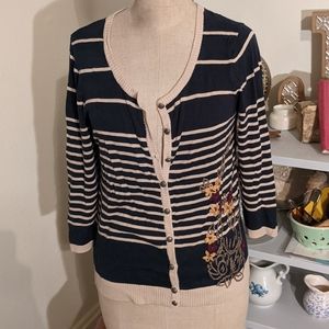 Christopher Banks Navy Stripped Cardigan